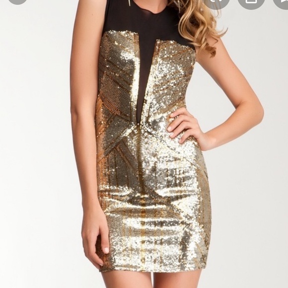 ✨Sparkle✨ bebe Sassy Sequined Holiday Bodycon Mini Dress - Picture 9 of 10